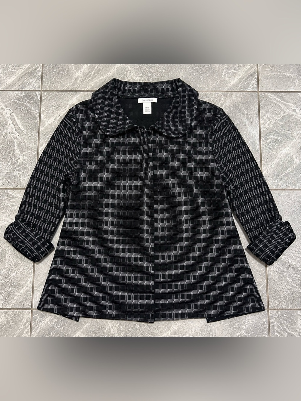 Dressbarn Woman Y2K Black Geometric Lightweight Jacket Size 14/16